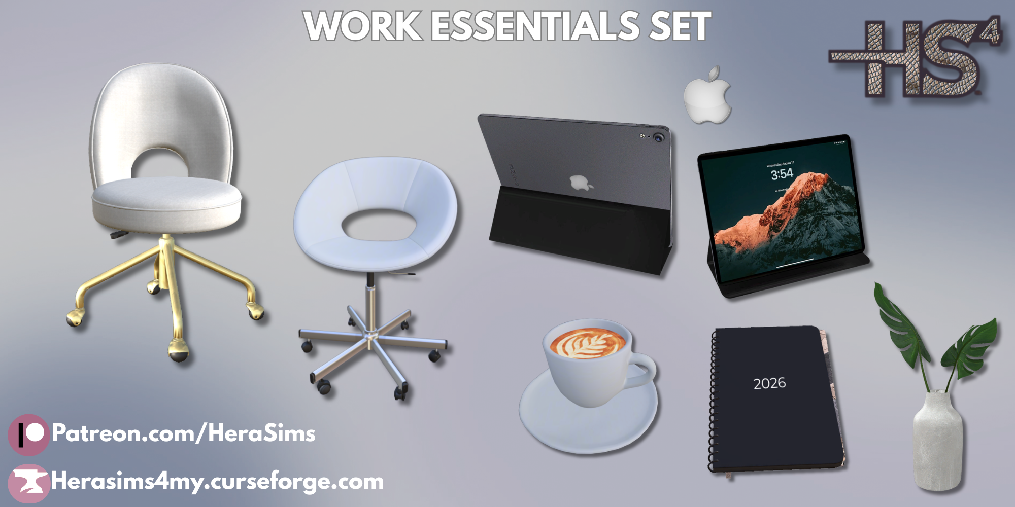 Work essentials set mod for The Sims 4 