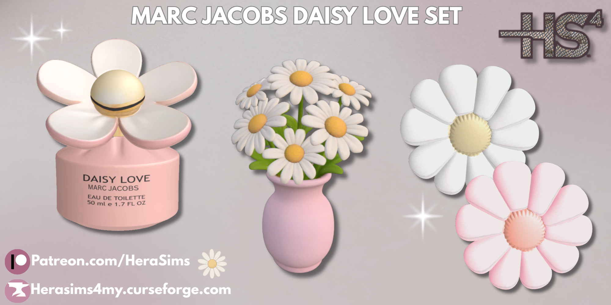 Marc Jacobs Daisy love set mod for The Sims 4 