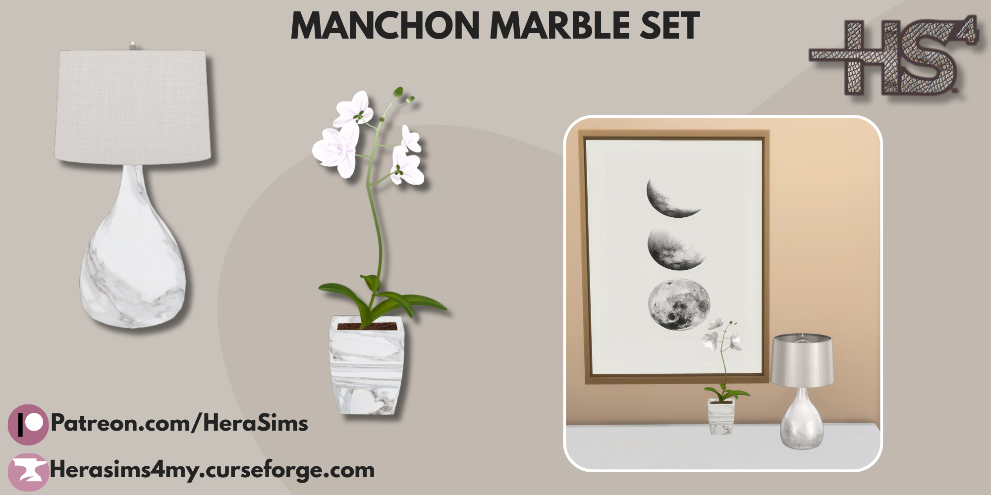 Manchon marble set mod for The Sims 4 