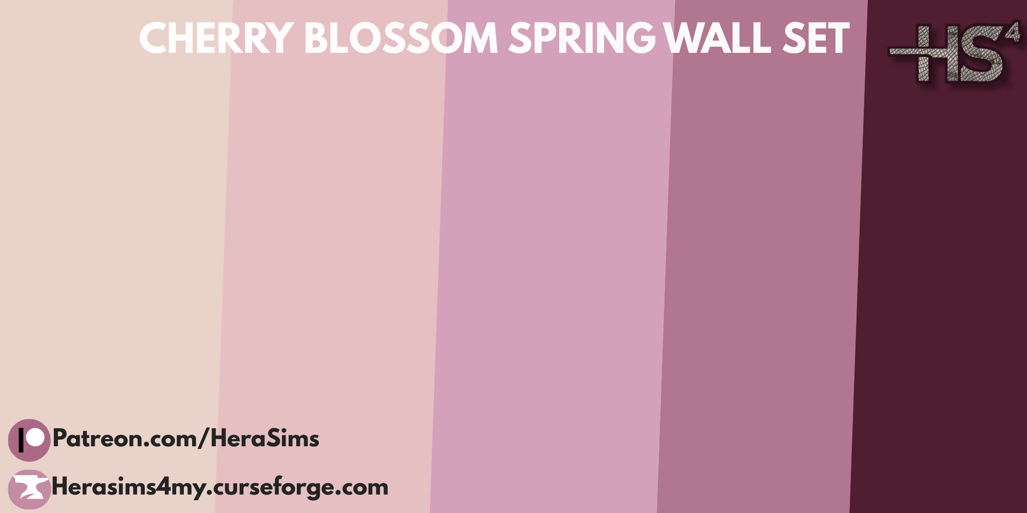 Cherry blossom Spring Wall set mod for The Sims 4 