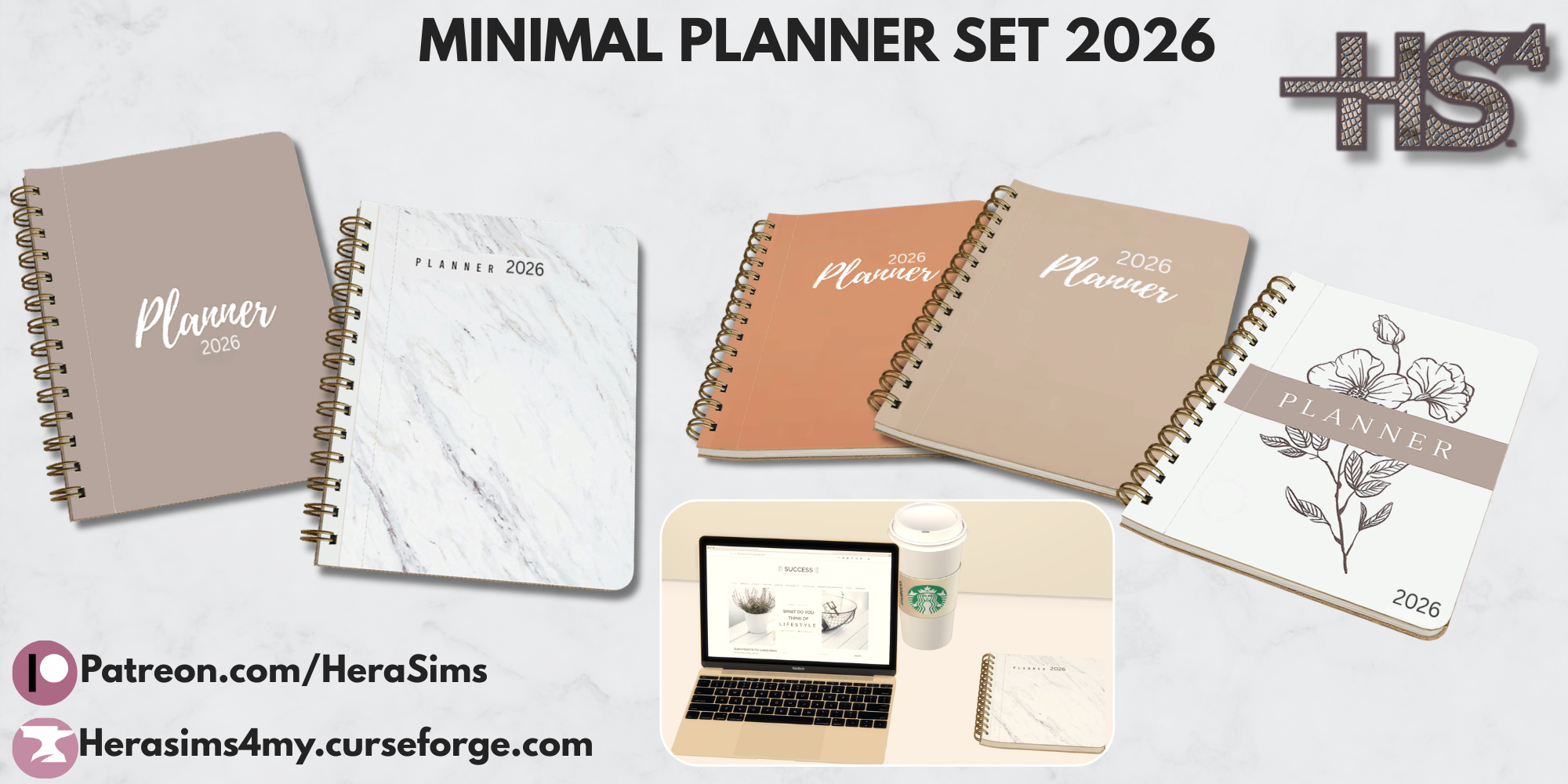 Minimal planner 2026 set mod for The Sims 4 
