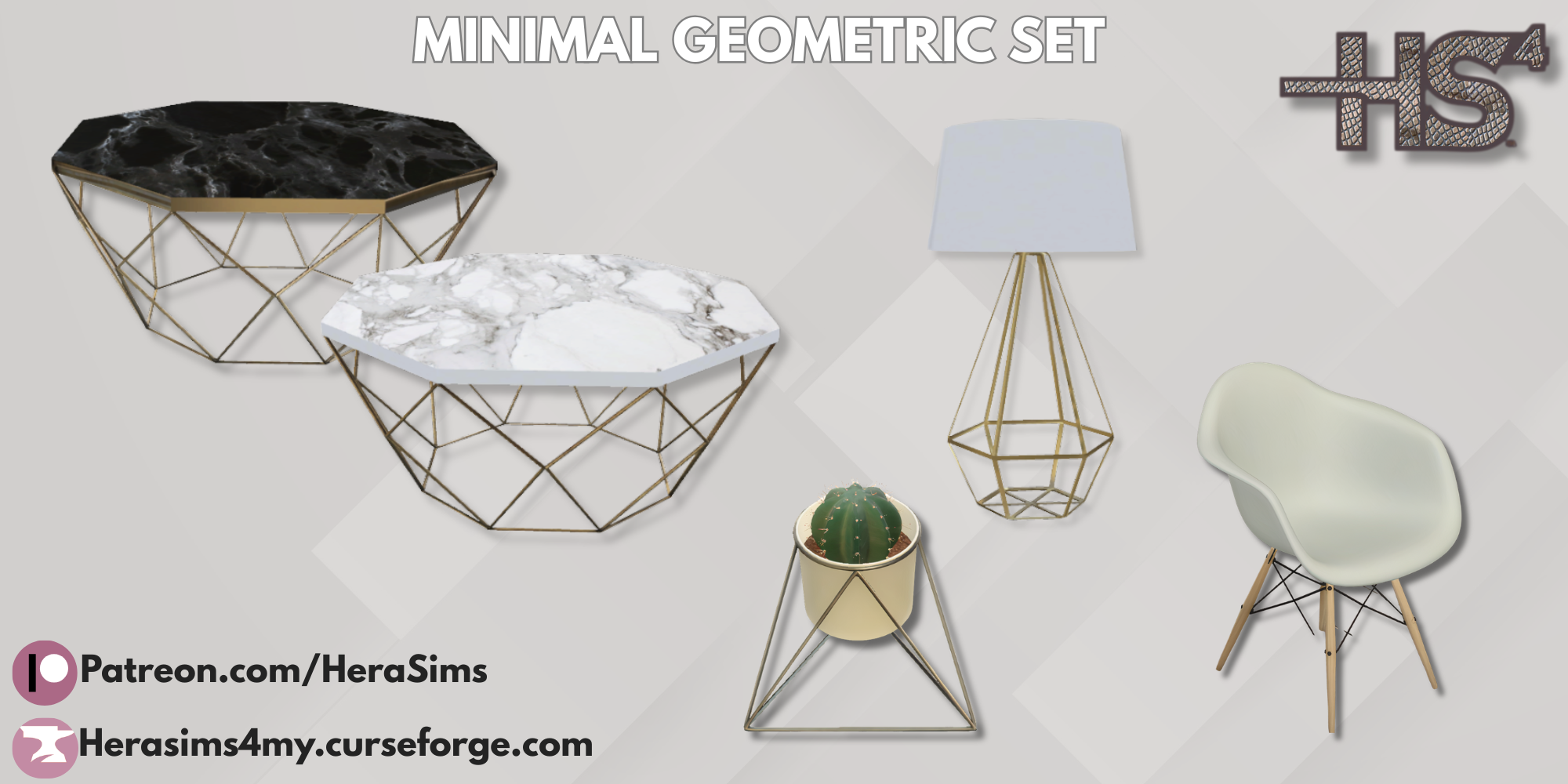 Minimal geometric set mod for The Sims 4 