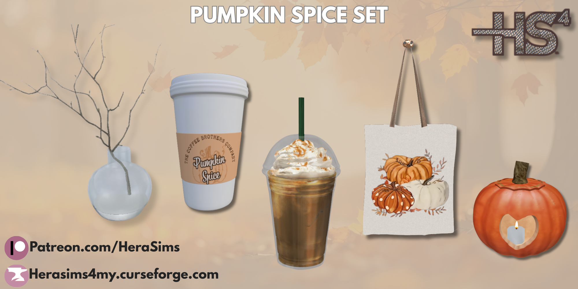 Pumpkin spice set mod for The Sims 4 