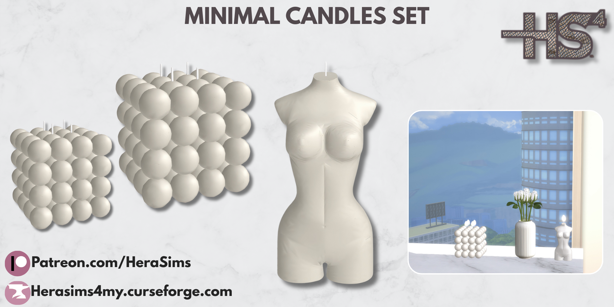 Minimal candles set mod for The Sims 4 