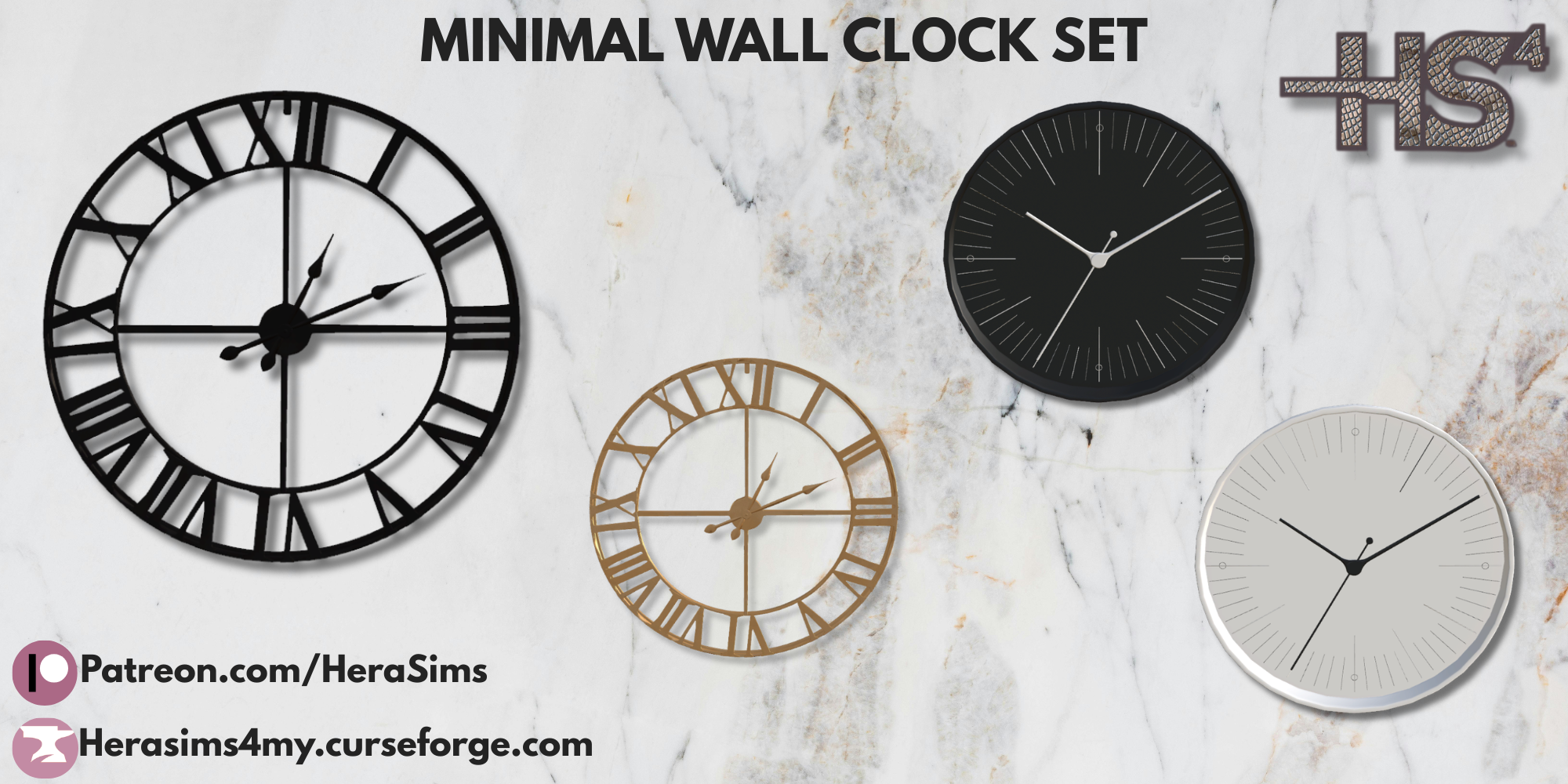 Minimal wall clock set mod for The Sims 4 