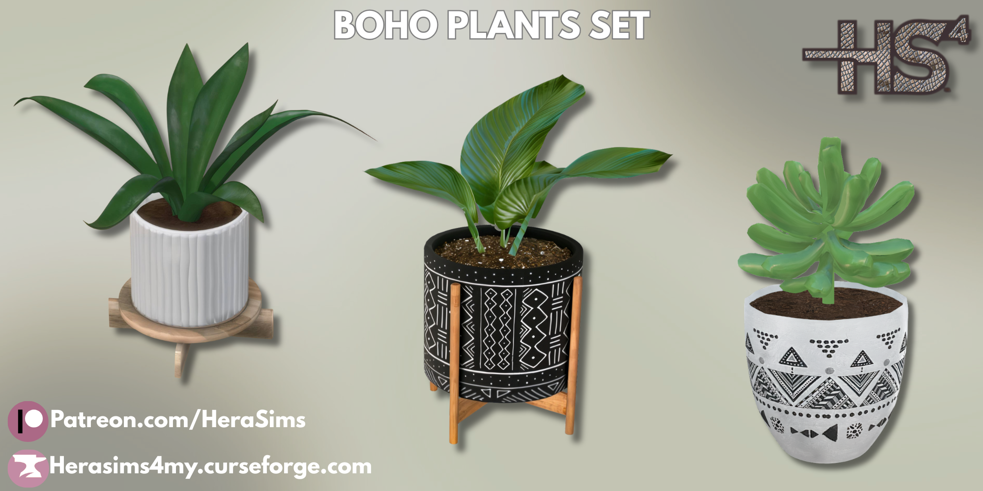 Boho plants set mod for The Sims 4 
