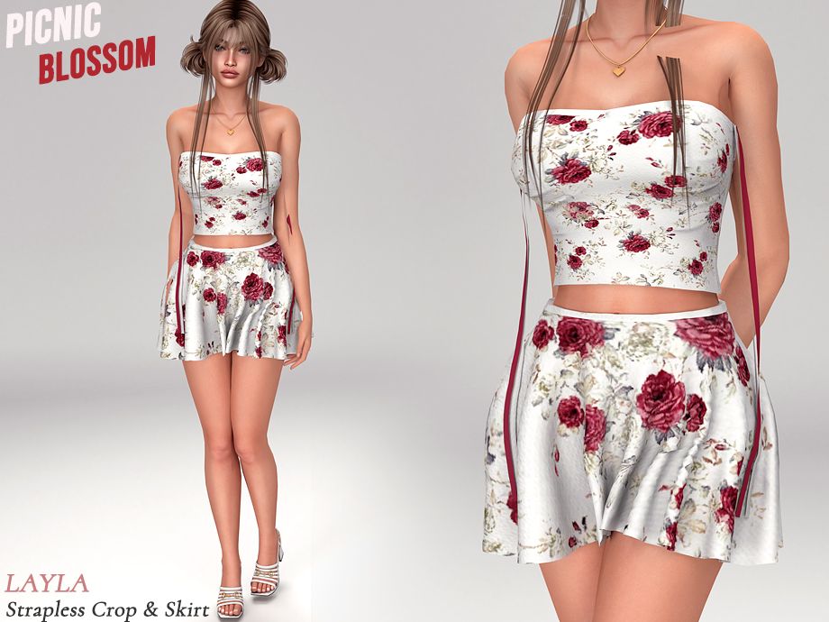 Layla - Female Strapless Crop & Skirt mod for The Sims 4 