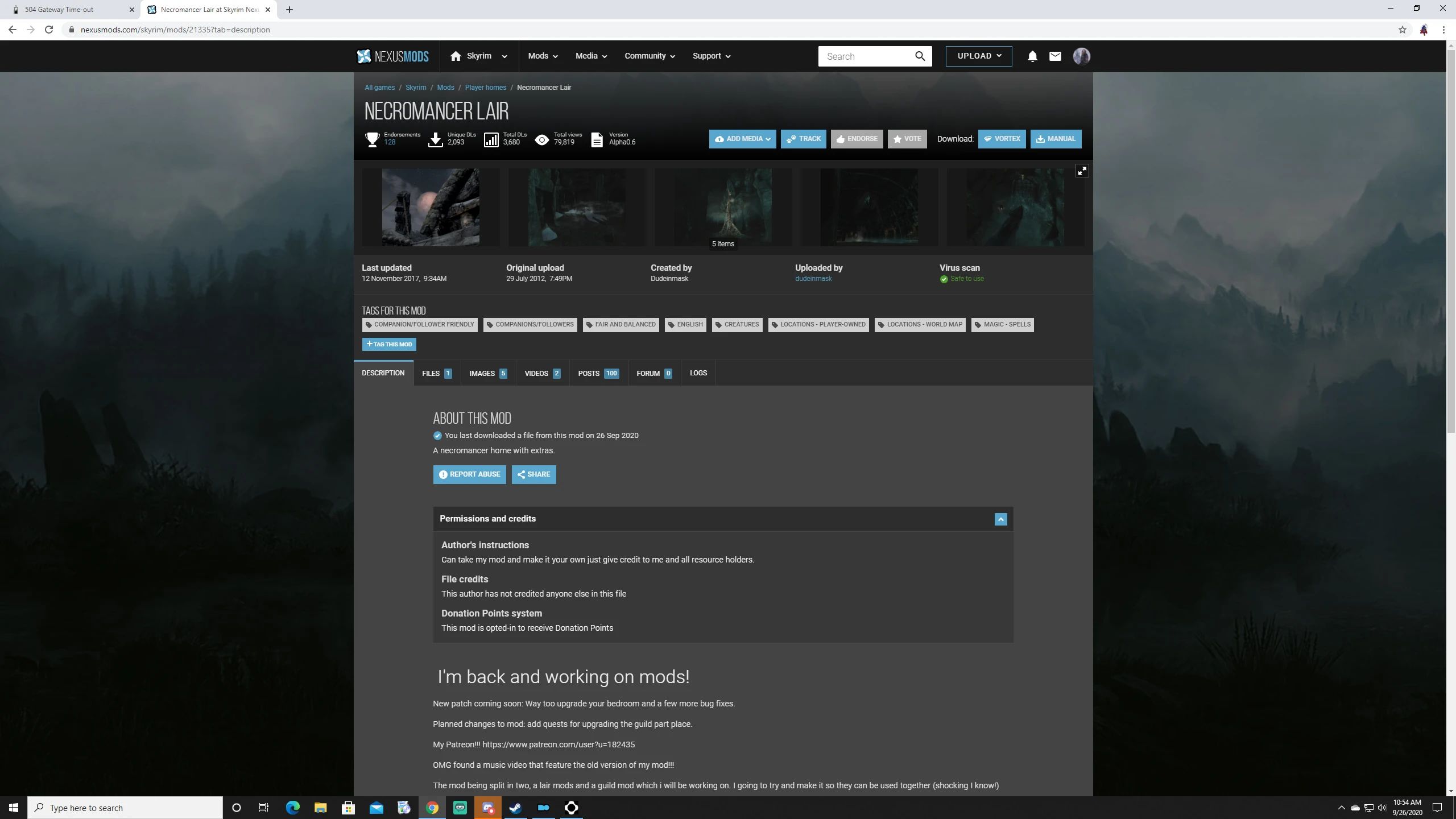Necromancer Lair mod for The Elder Scrolls V: Skyrim Special Edition