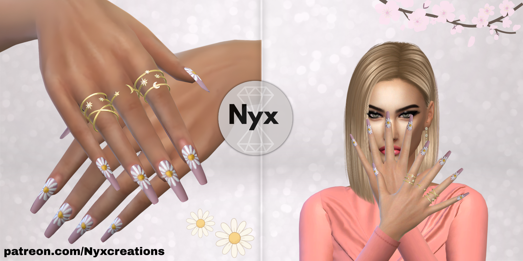 Spring nails set 182 mod for The Sims 4 