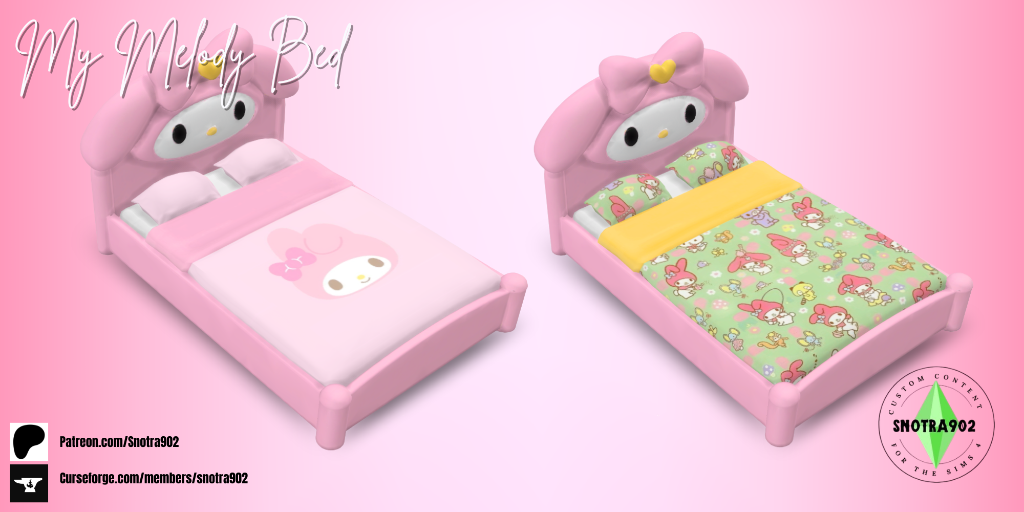 My Melody Bed mod for The Sims 4 