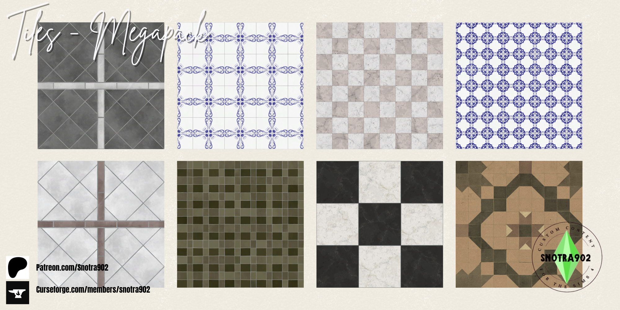 Tiles Floor - Megapack mod for The Sims 4 