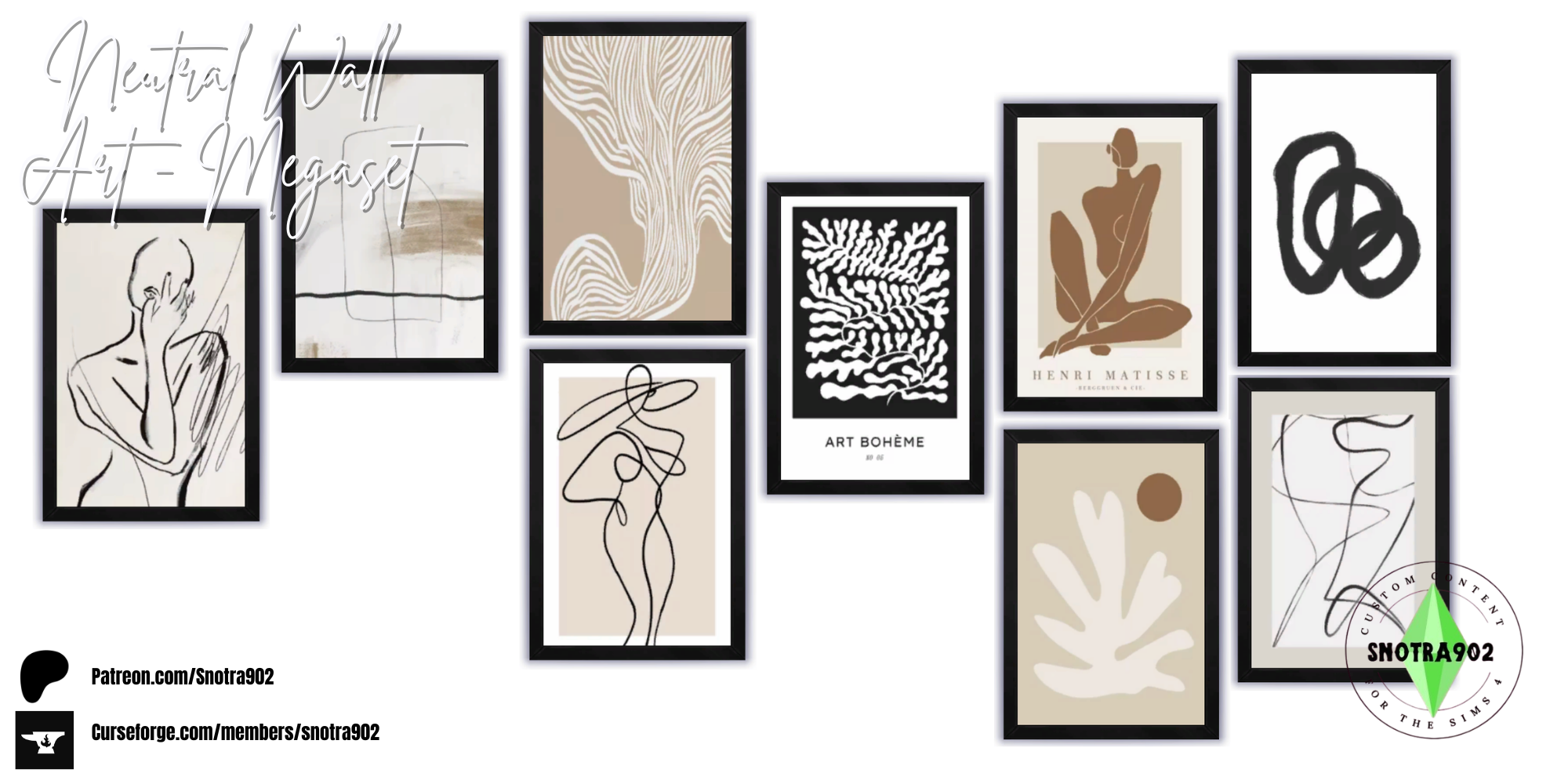 Neutral Wall Art - Megaset mod for The Sims 4 