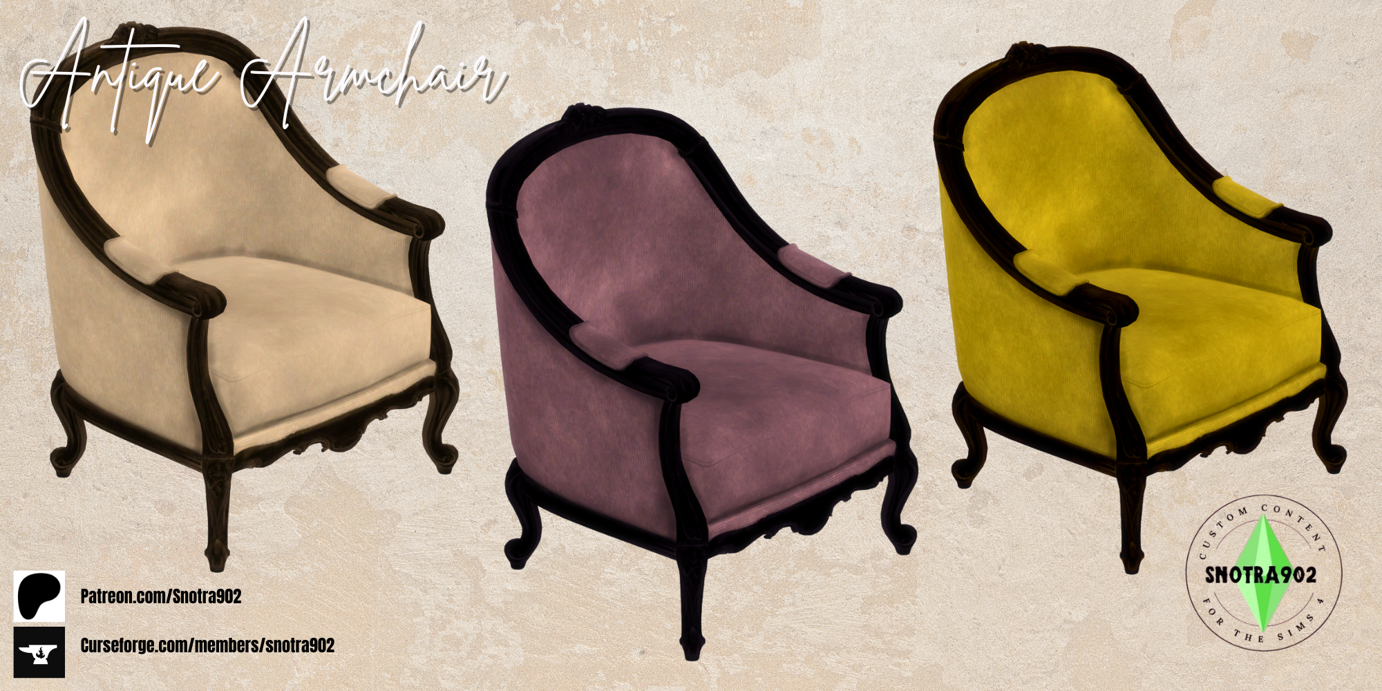 Antique Armchair mod for The Sims 4 