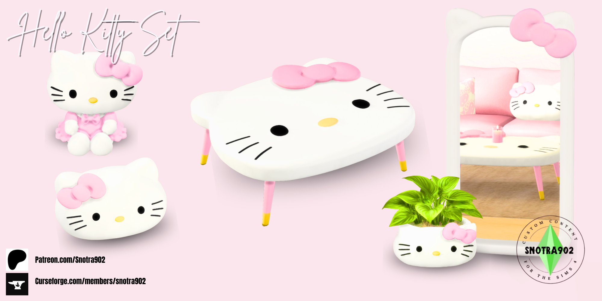 Hello Kitty Set mod for The Sims 4 