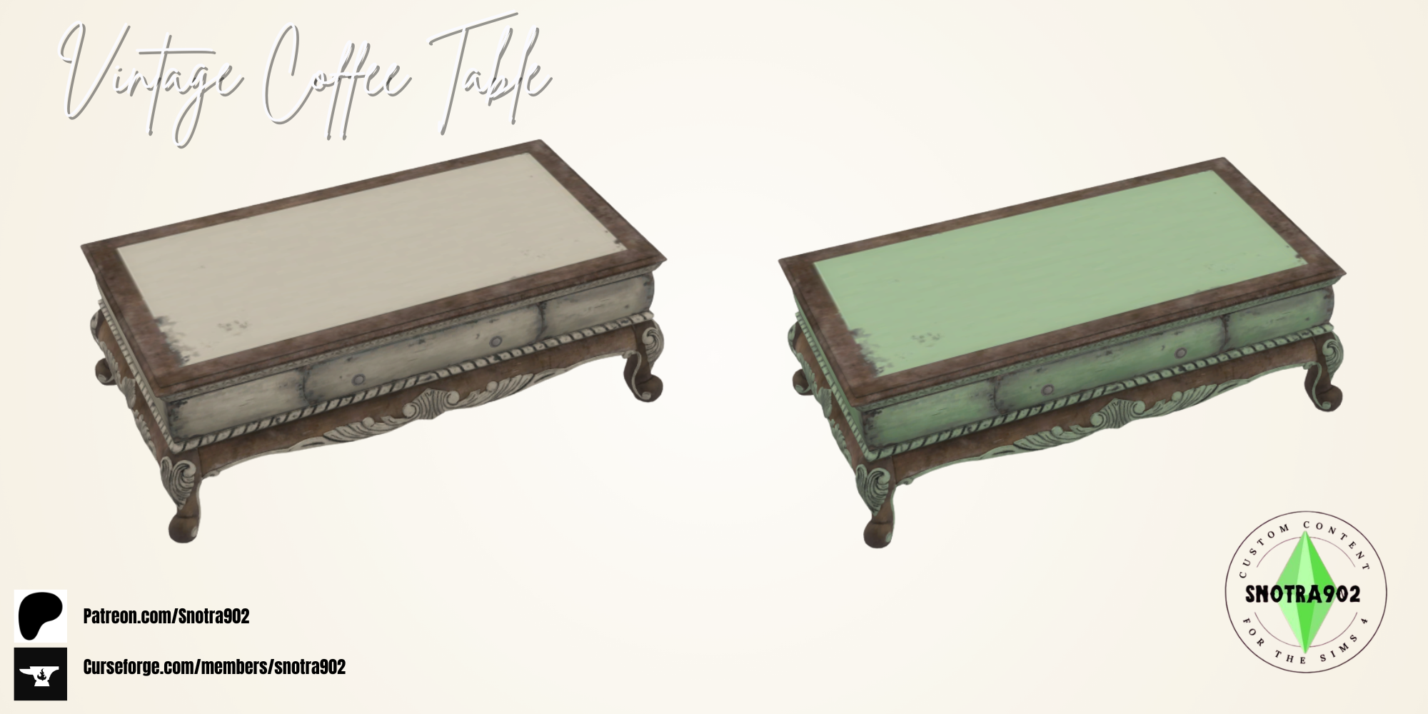 Vintage Coffee Table mod for The Sims 4 