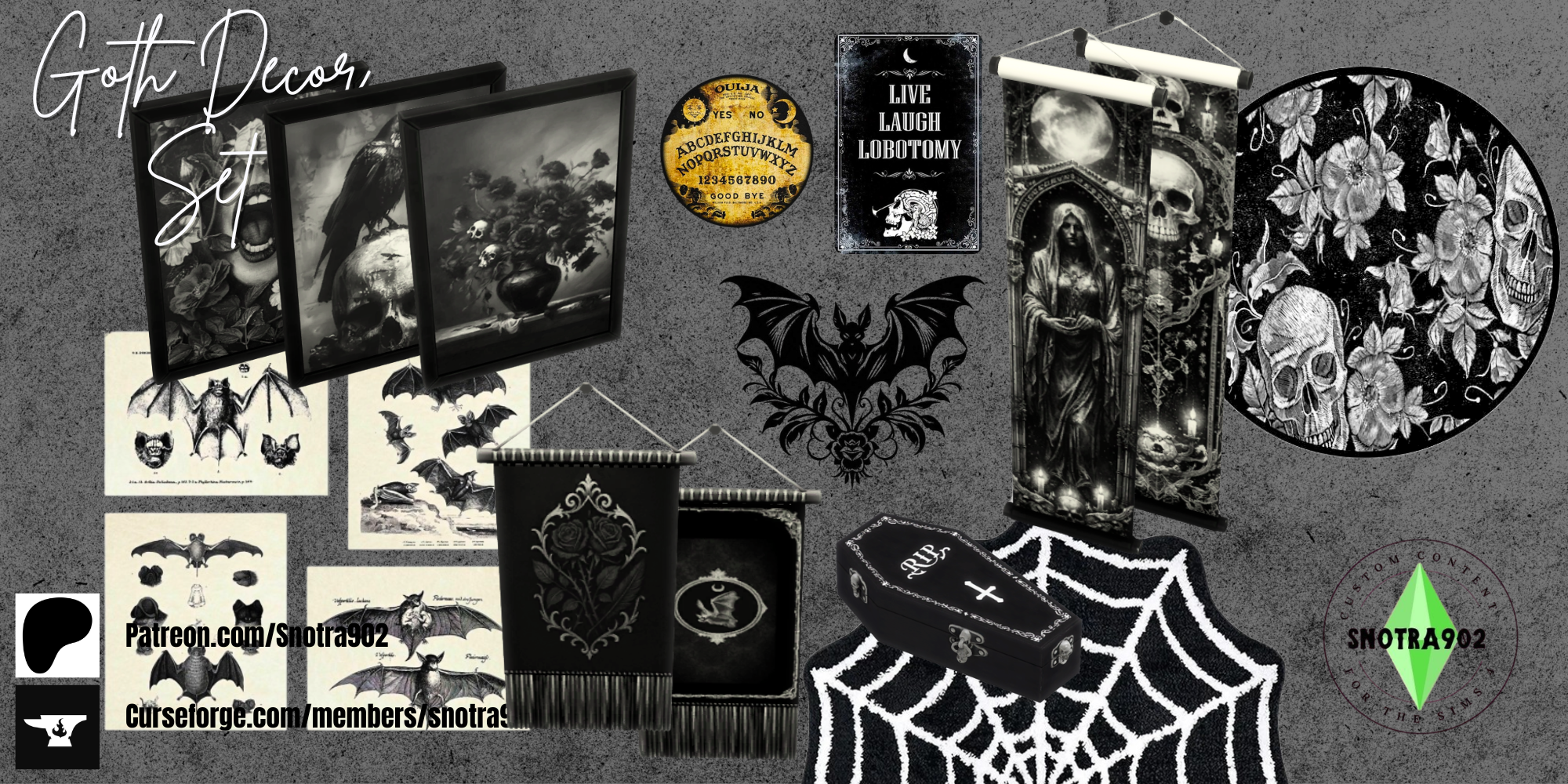 Goth Decor Set mod for The Sims 4 