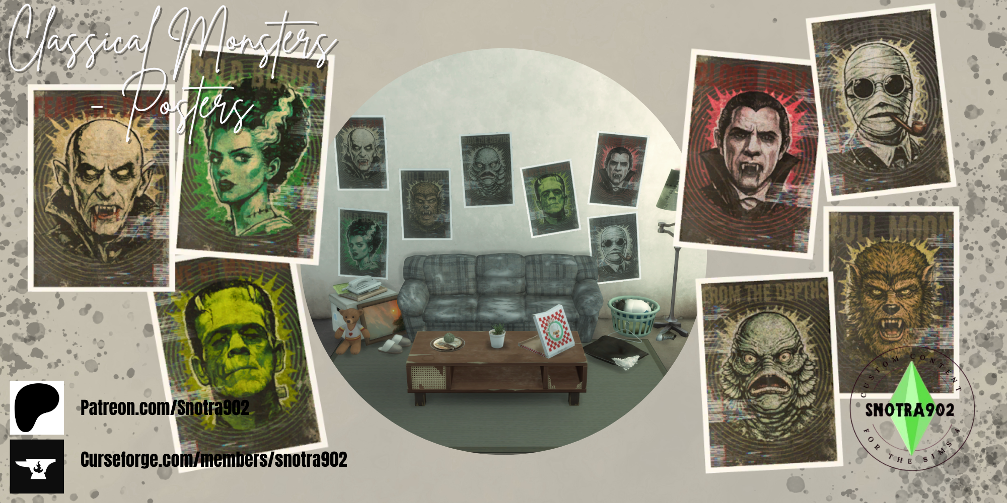 Classical Monsters - Posters mod for The Sims 4 