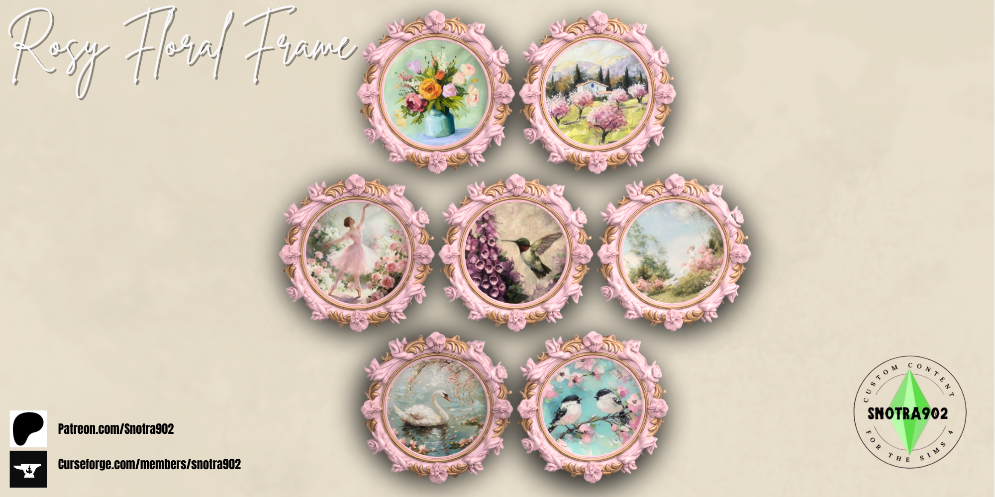 Rosy Floral Frame mod for The Sims 4 