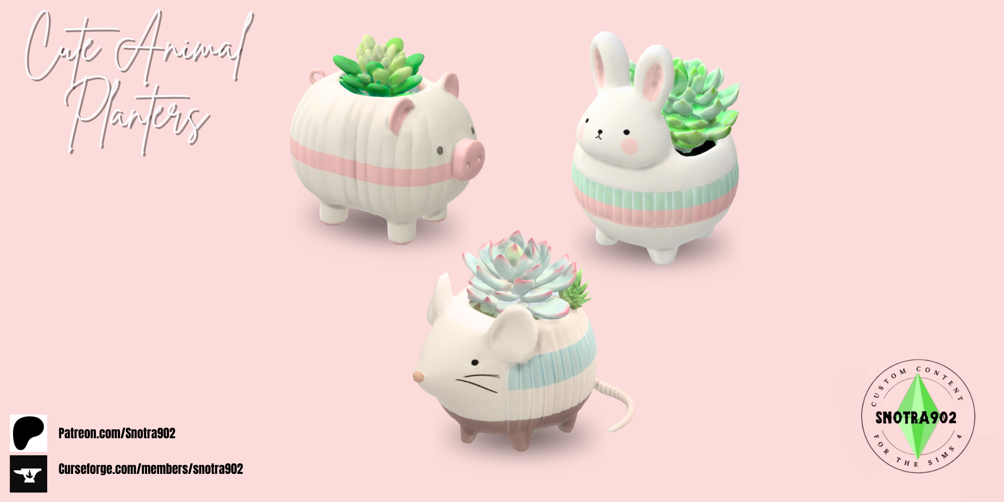 Cute Animal Planters mod for The Sims 4 