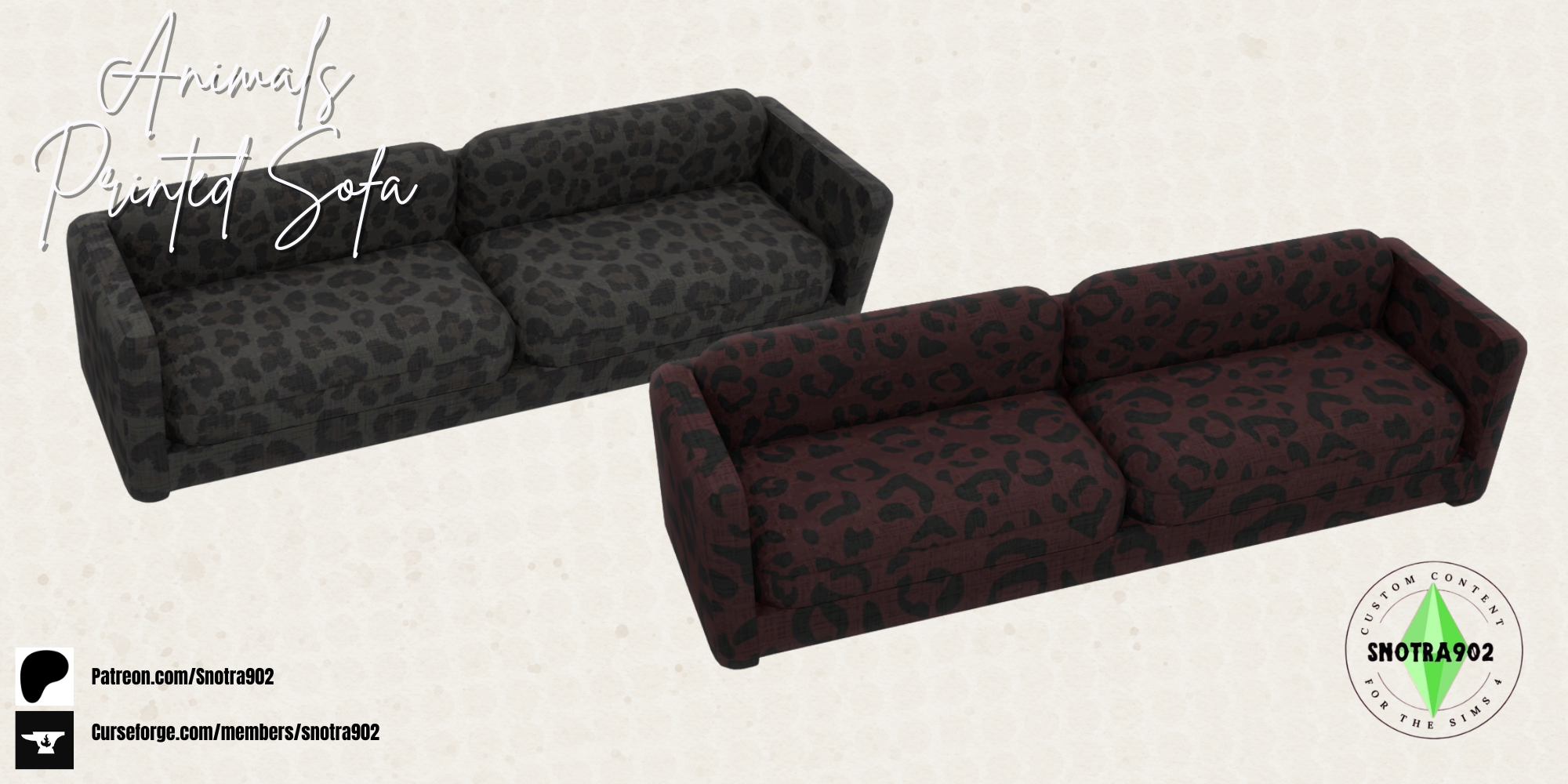 Animal Printed Sofa mod for The Sims 4 