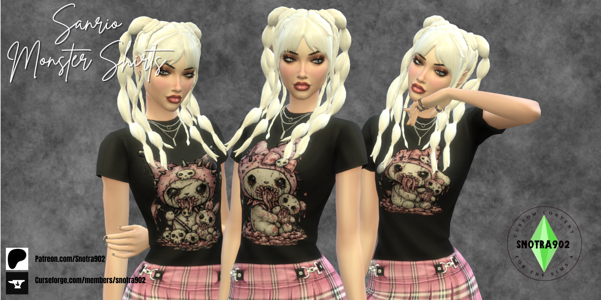 Sanrio Monster Shirts mod for The Sims 4 