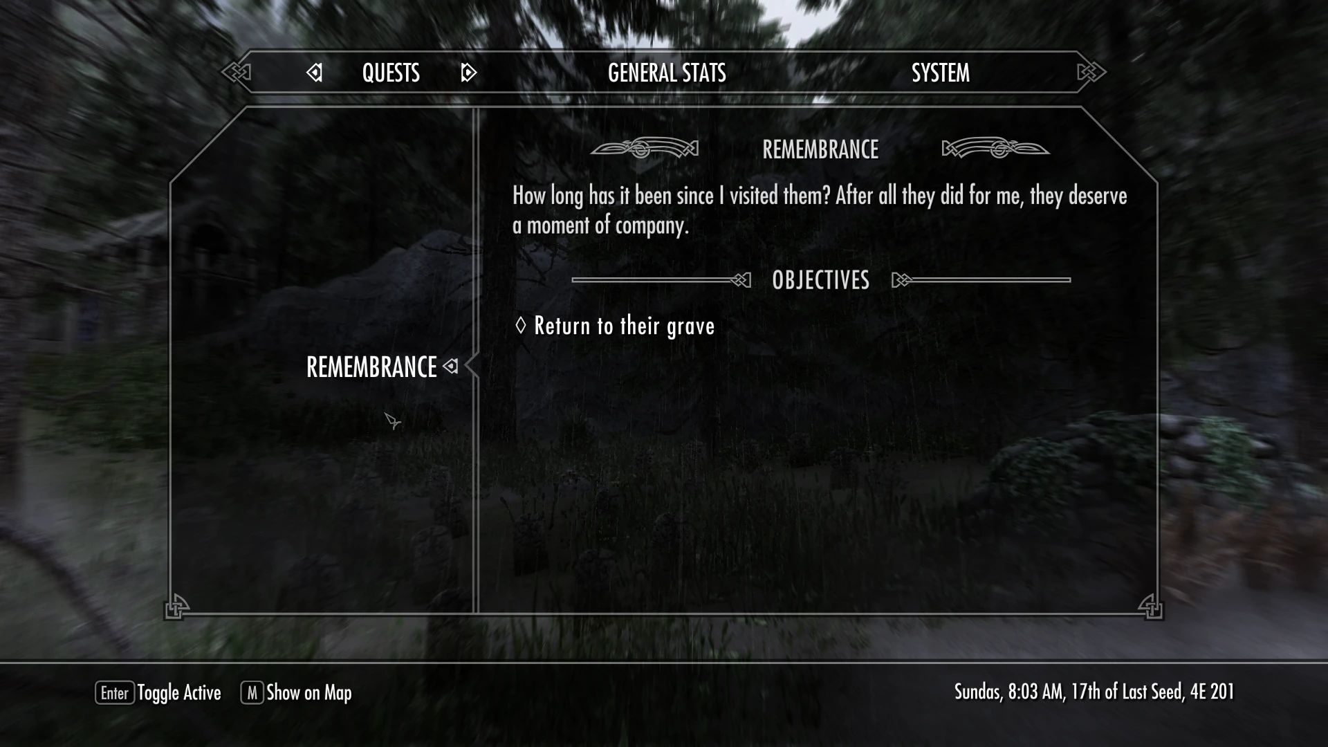 Remembrance mod for The Elder Scrolls V: Skyrim Special Edition