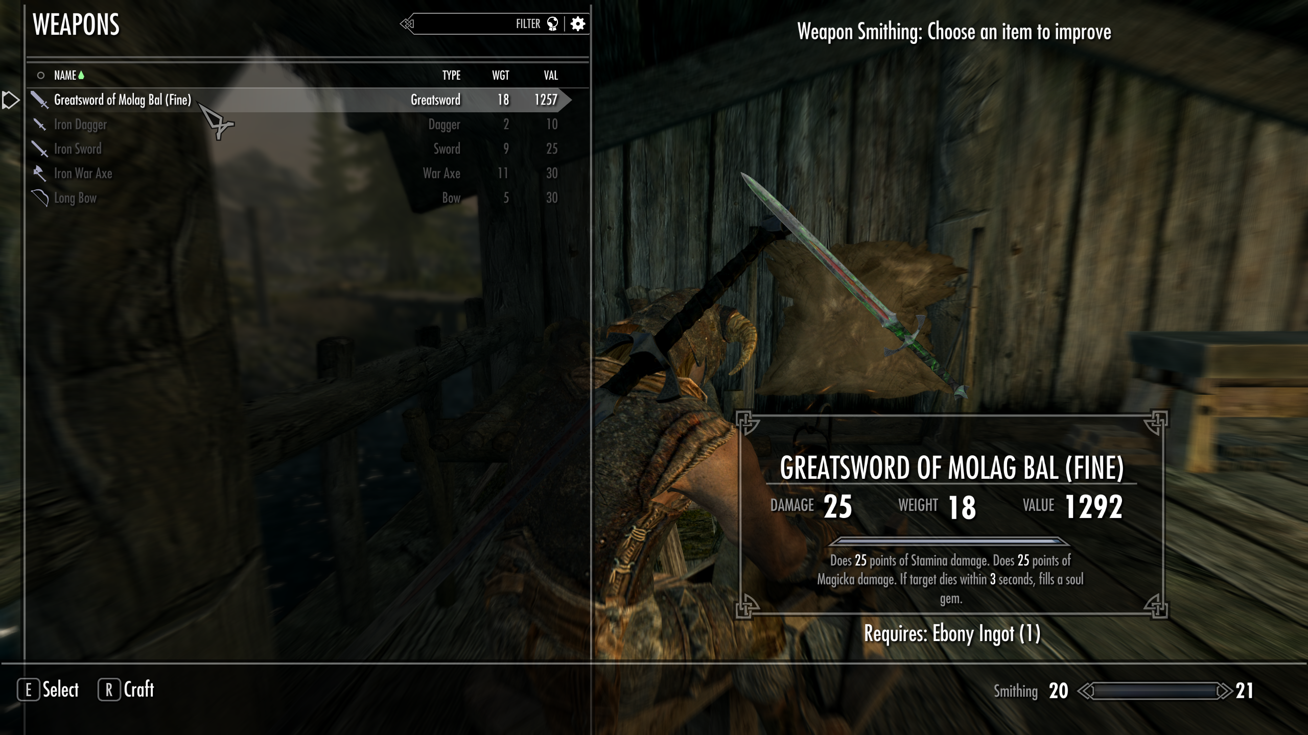 Greatsword of Molag Bal mod for The Elder Scrolls V: Skyrim Special Edition