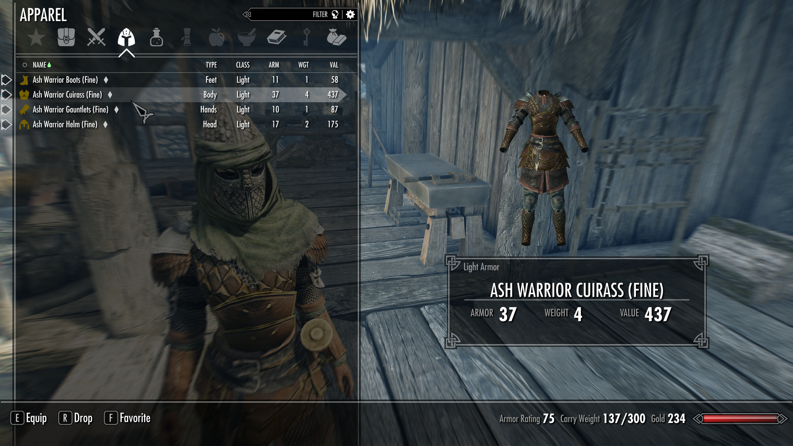 Ash Warrior Set LE mod for Skyrim
