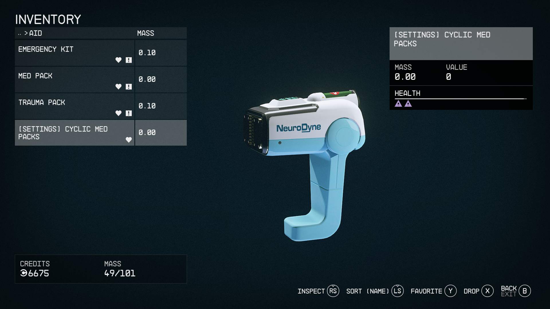 Cyclic Med Packs mod for Starfield