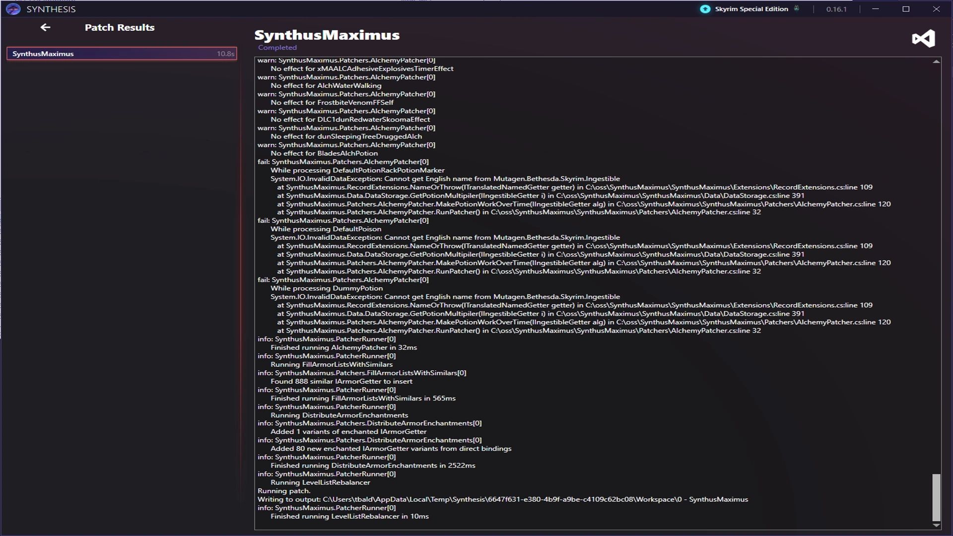 Synthus Maximus Fix for Synthus Maximus(For T3ndo's Perkus Maximus SE) mod for The Elder Scrolls V: Skyrim Special Edition