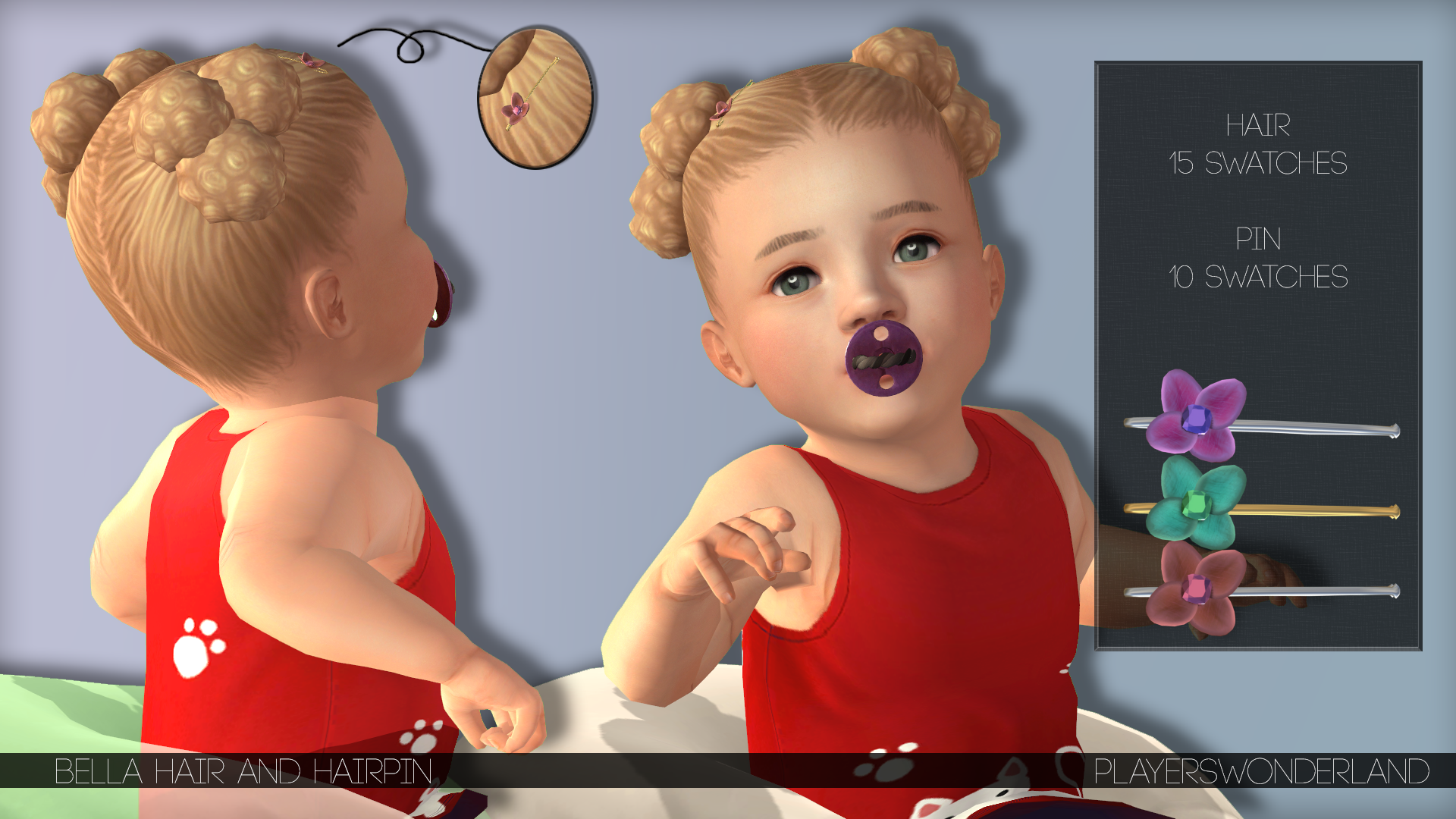 Bella Hair and Hairpin for Infants mod for The Sims 4 