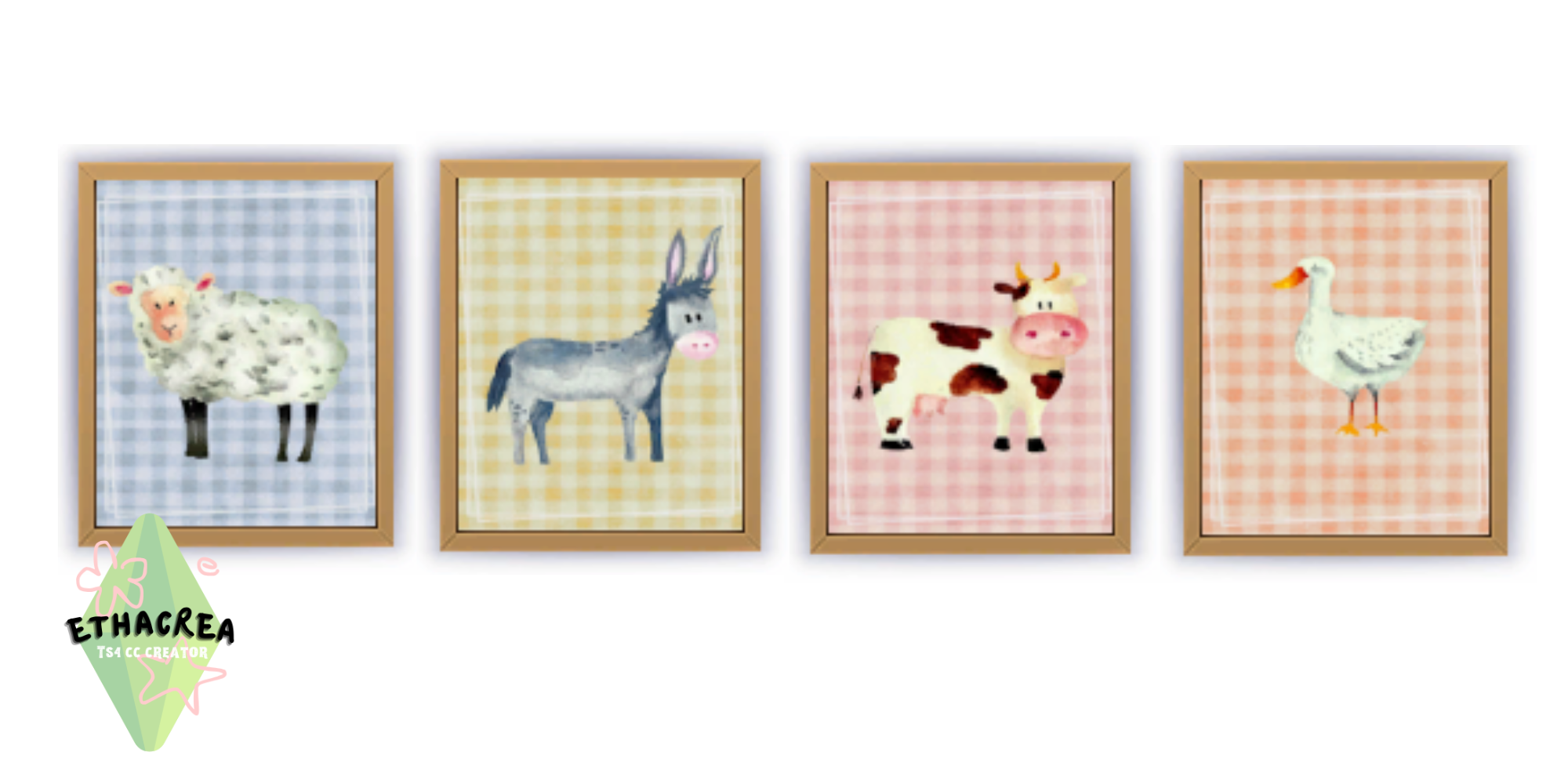 Farm animals wall art kids mod for The Sims 4 