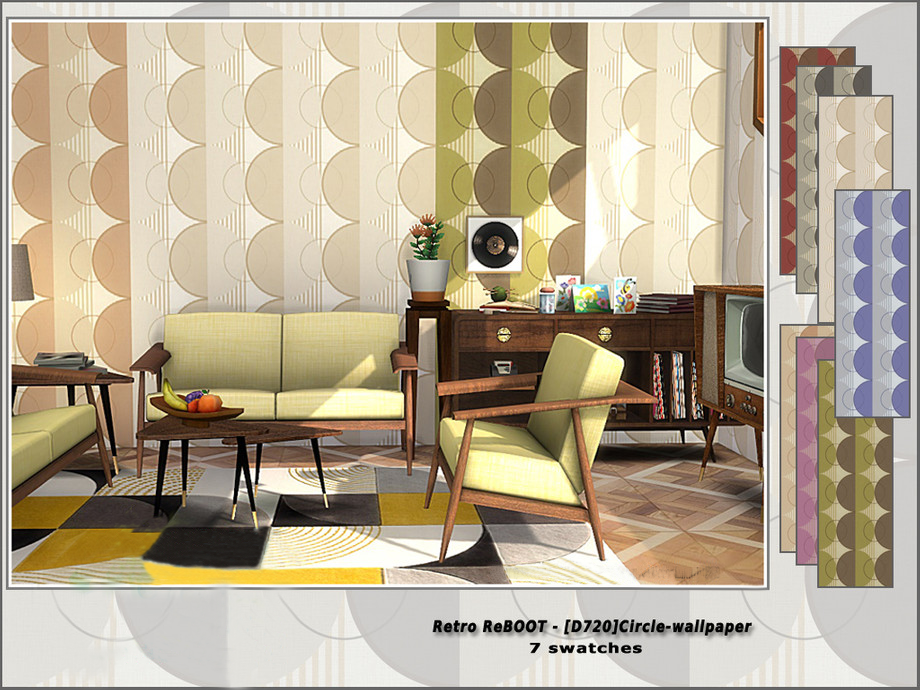 Retro-Circle wallpaper mod for The Sims 4 