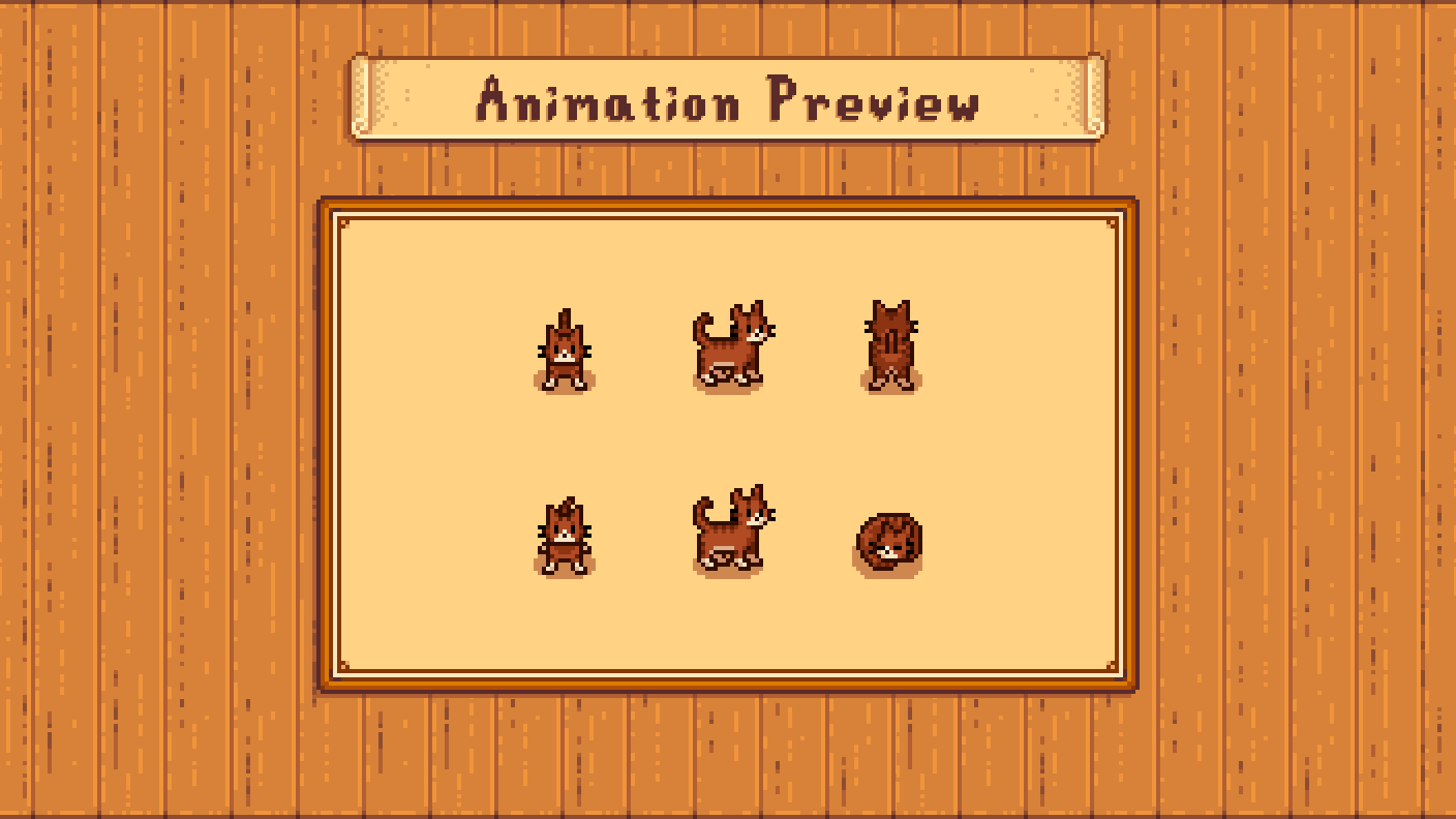 Elle's Cat Replacements mod for Stardew Valley