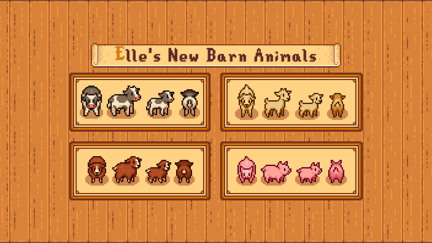 Elle's New Barn Animals mod for Stardew Valley