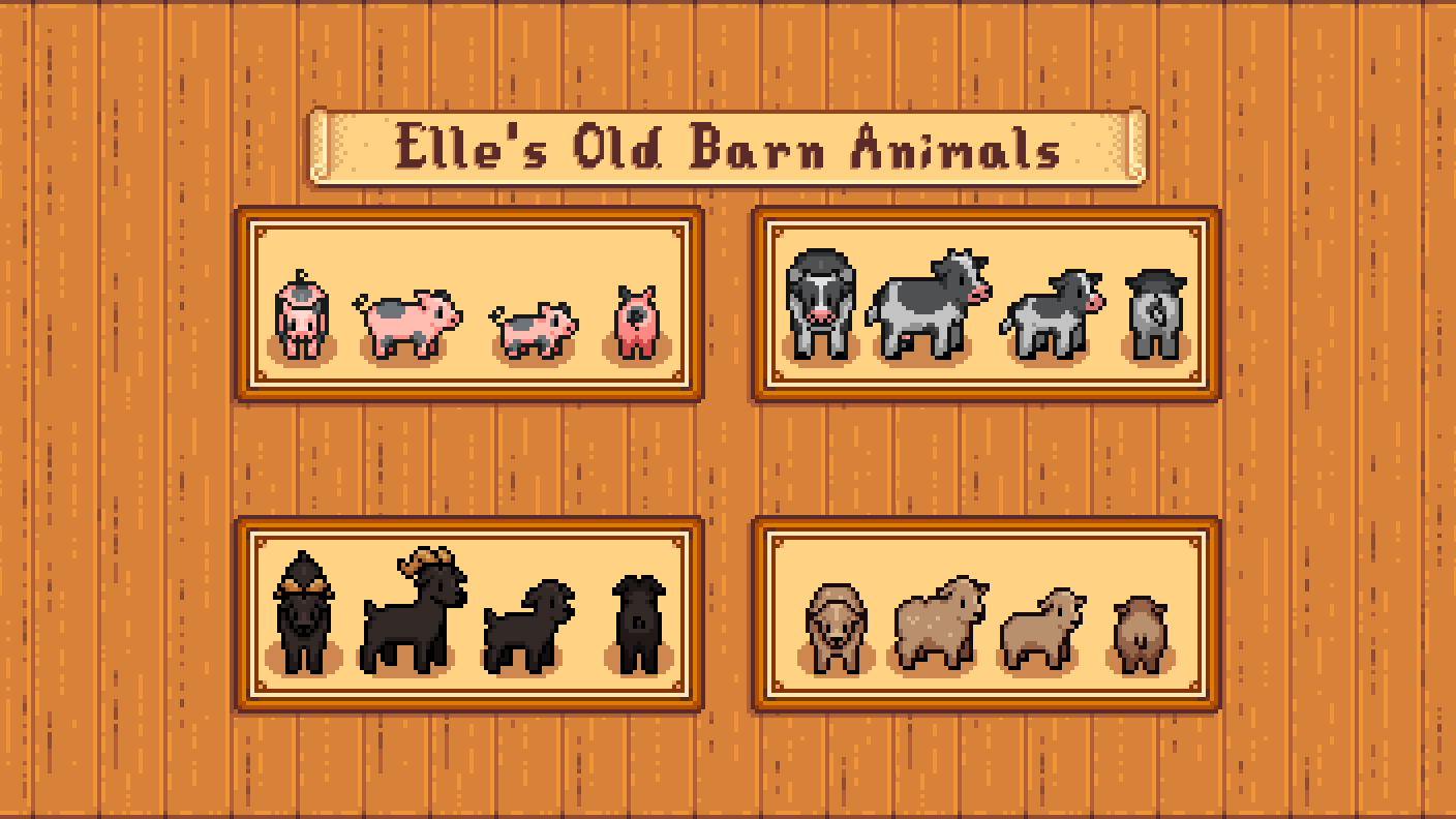 Elle's Old Barn Animals mod for Stardew Valley