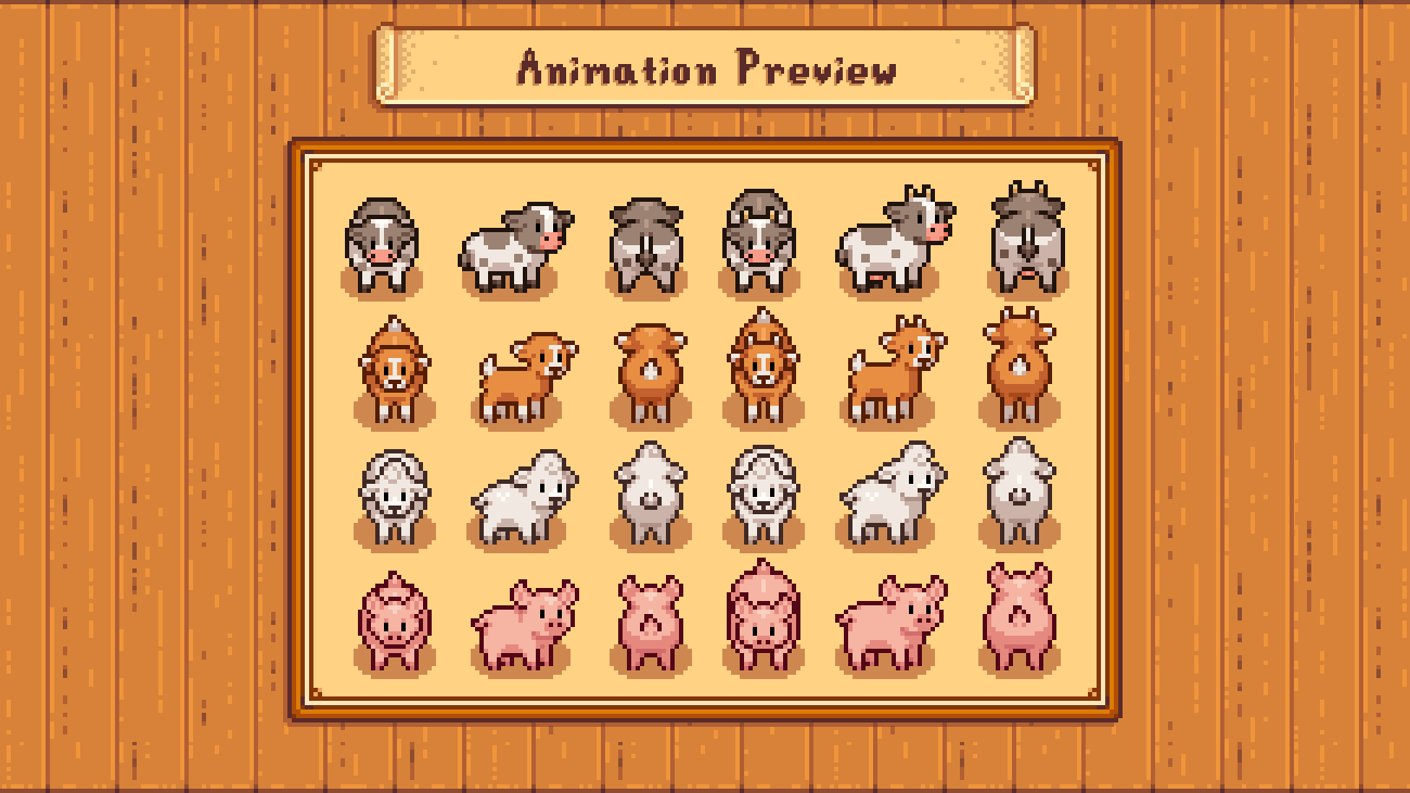 Elle's Cuter Barn Animals mod for Stardew Valley