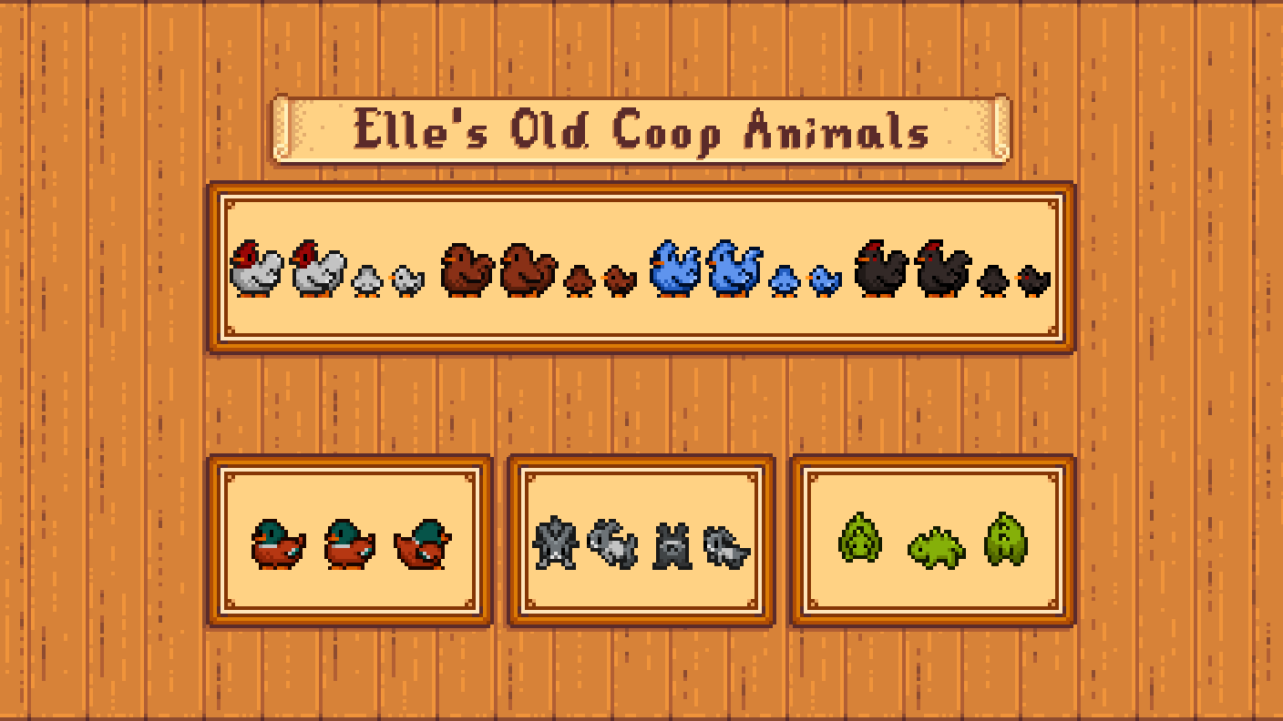 Elle's Old Coop Animals mod for Stardew Valley