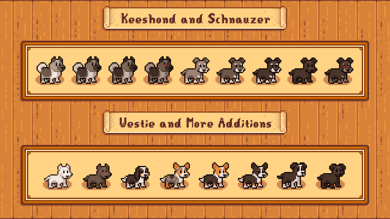 Elle's Cuter Dogs mod for Stardew Valley
