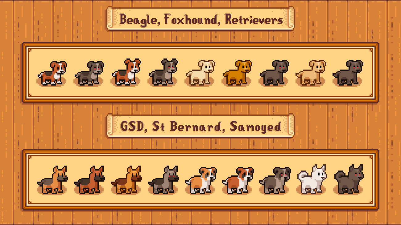 Elle's Cuter Dogs mod for Stardew Valley