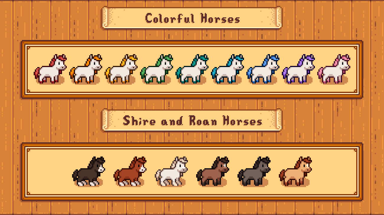 Elle's Cuter Horses mod for Stardew Valley