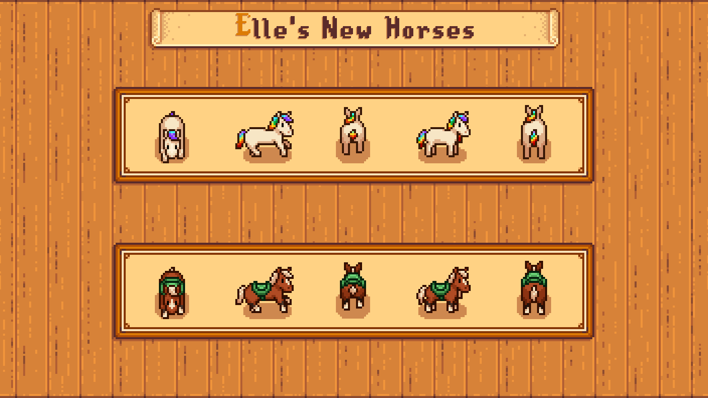 Elle's New Horses mod for Stardew Valley