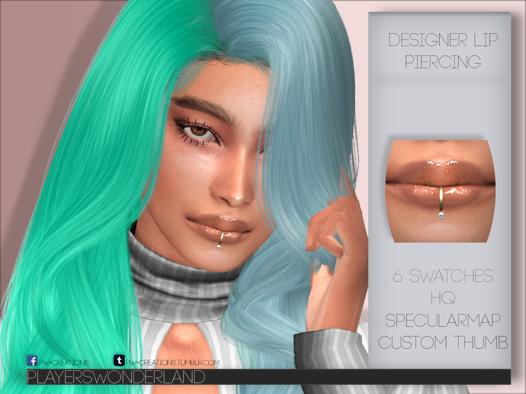 Designer Lip Piercing mod for The Sims 4 