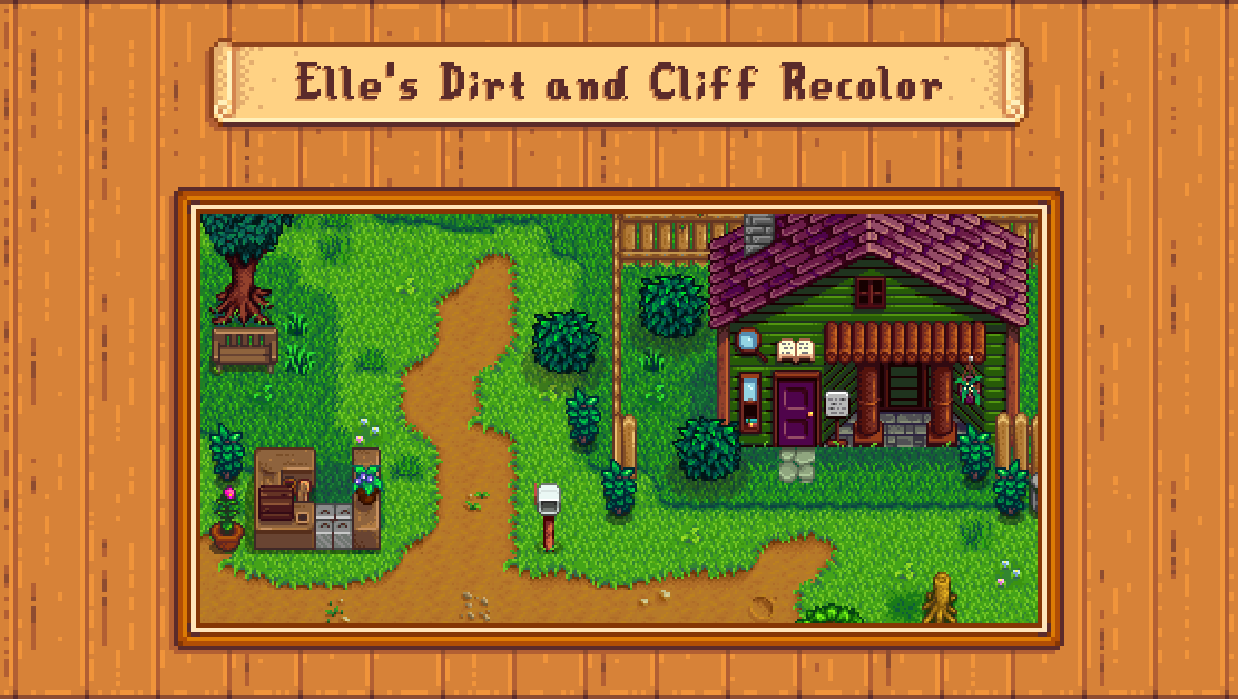 Elle's Dirt and Cliff Recolor mod for Stardew Valley