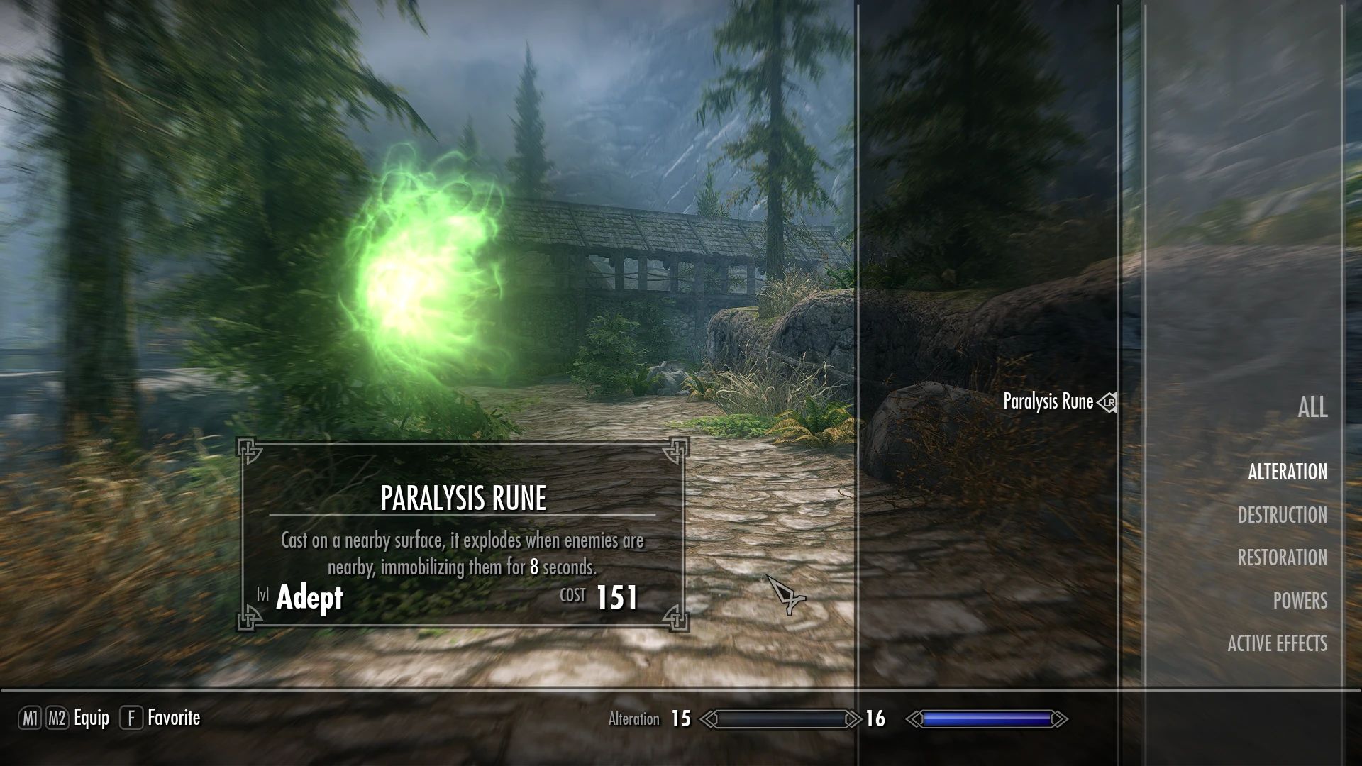 Paralysis Rune SE mod for The Elder Scrolls V: Skyrim Special Edition