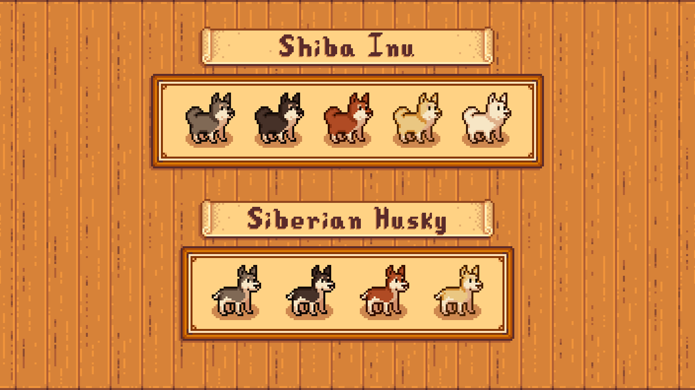 Elle's Dog Replacements mod for Stardew Valley