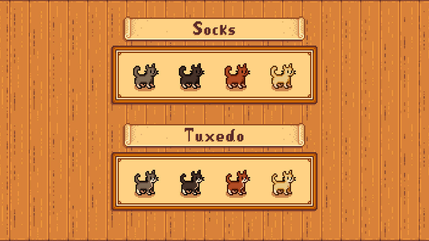 Elle's Cat Replacements mod for Stardew Valley