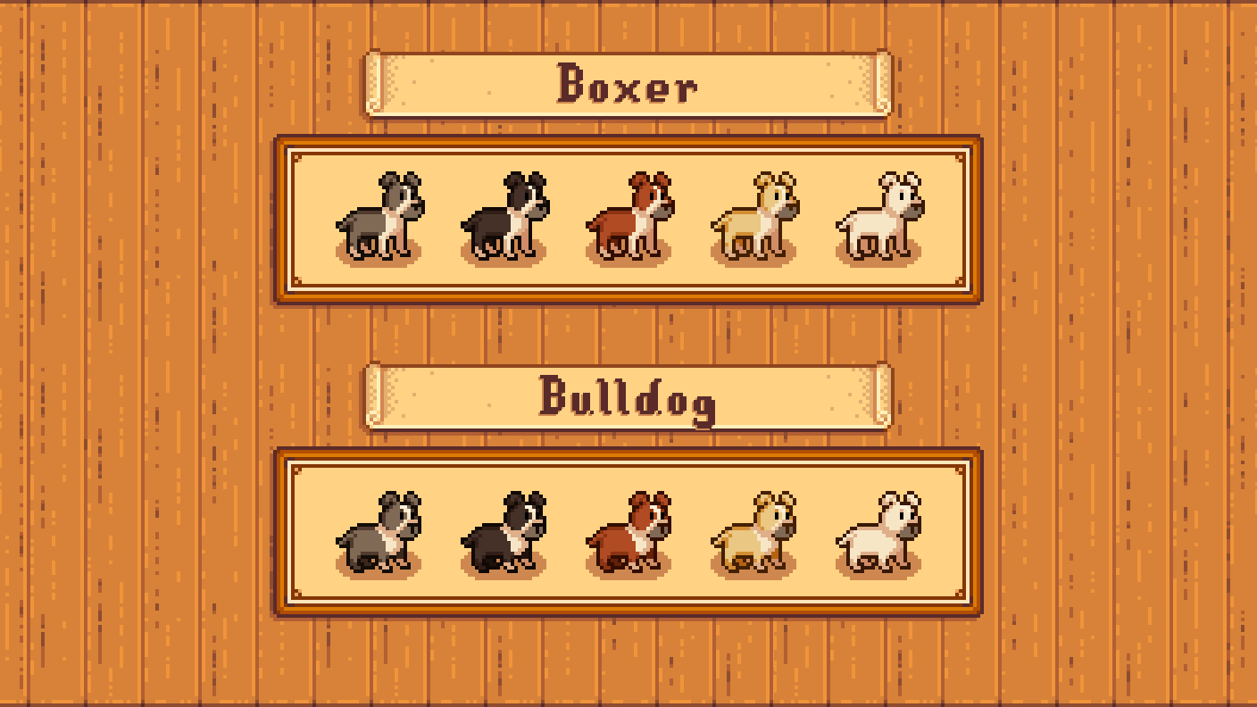 Elle's Dog Replacements mod for Stardew Valley