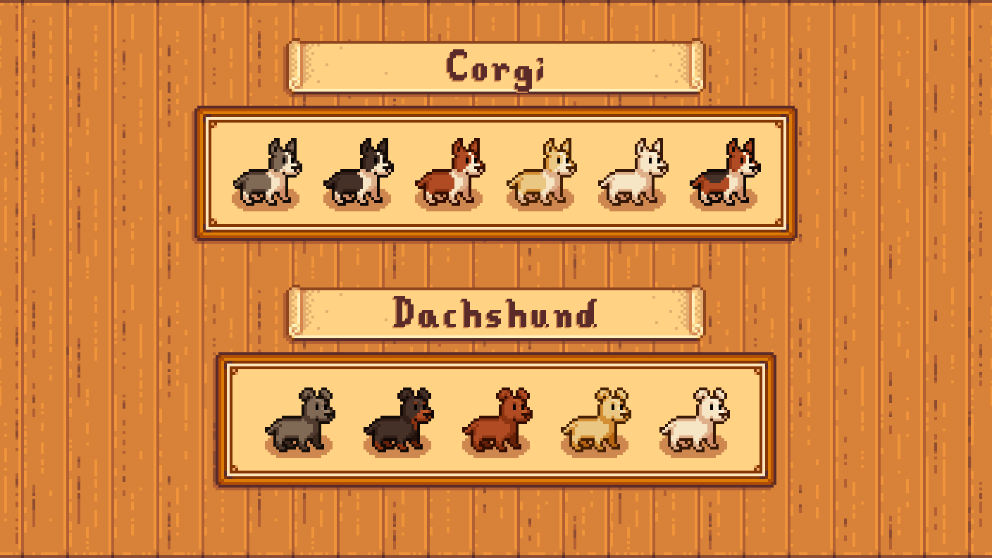 Elle's Dog Replacements mod for Stardew Valley