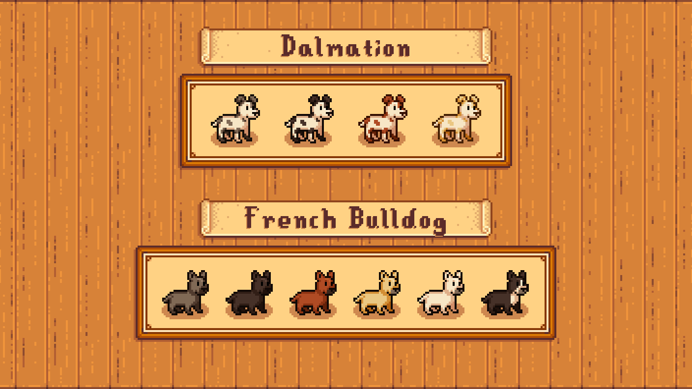 Elle's Dog Replacements mod for Stardew Valley
